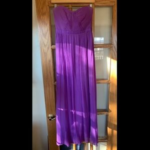 BCBGMAXAZRIA Formal Long Strapless Bridesmaid Wedding Prom Purple Dress
